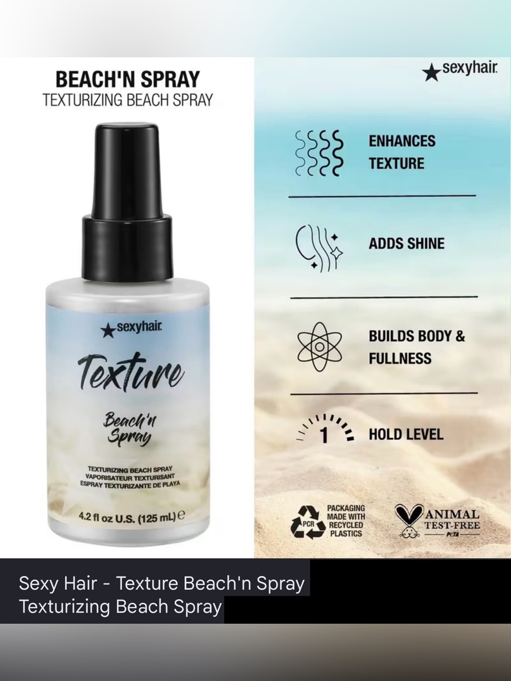 Sexy Hair Texture Beach'n Spray Texturizing Beach Spray, 4.2 fl oz, NWT